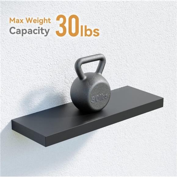 4 Sets Black Floating Shelves with Invisible Brackets,Modern Shelf for Bedroom - Picture 3 of 16